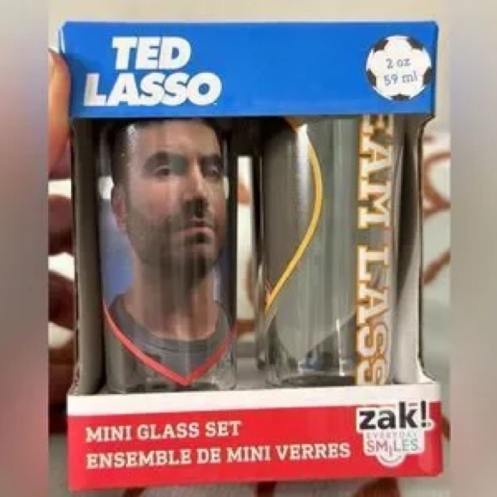 Ted Lasso Double Sided Mini Shot Glasses 2 oz Each Set of 4 - Team Lasso NIB